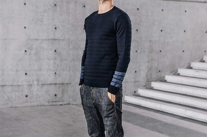 sleeve two-tone knit