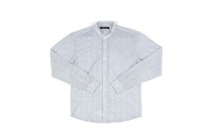 china collar stripe shirt for summer_navy